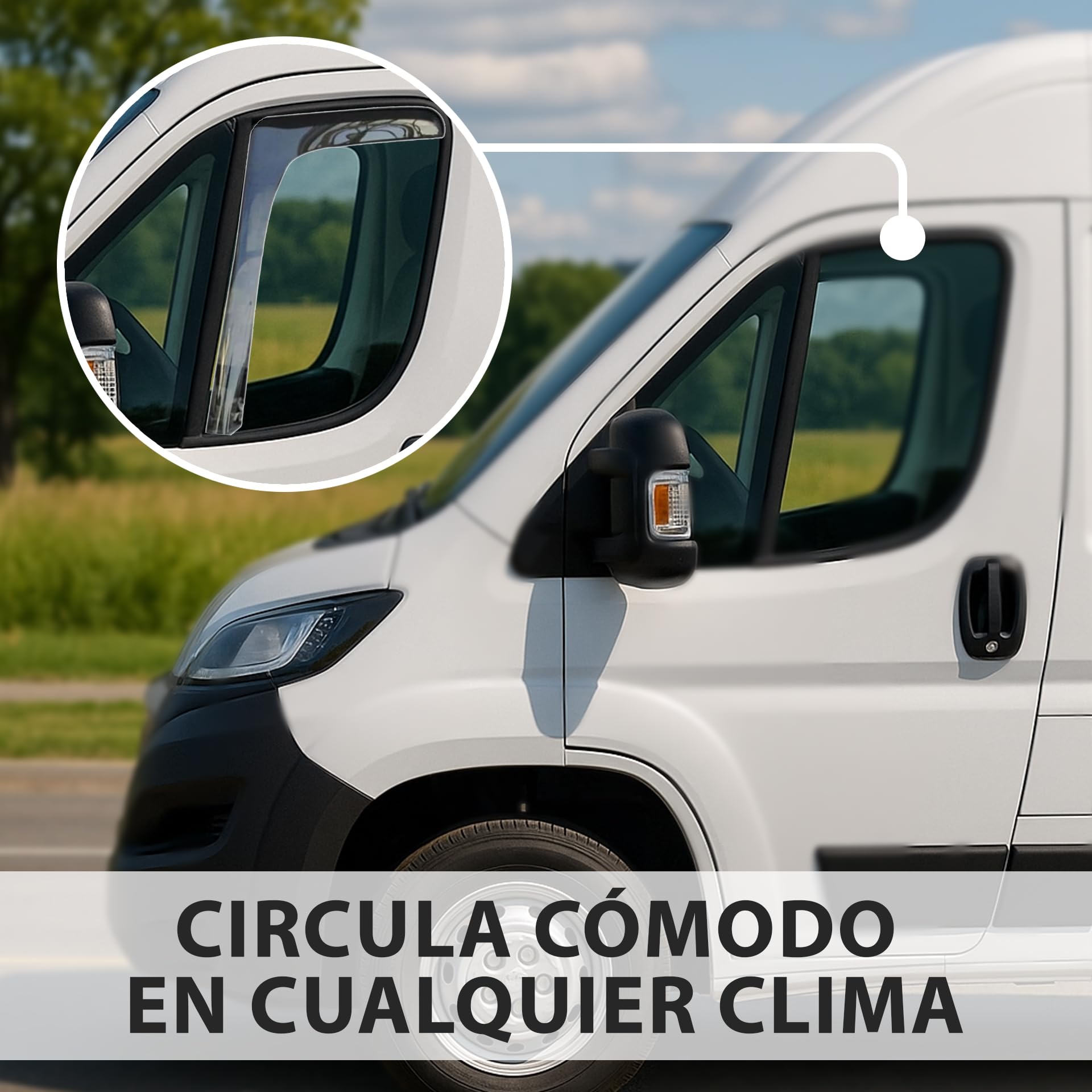 VALDI LED Juego De 2 Deflectores De Aire para Coche Oscurecidos | para Autocaravanas Fiat Ducato, Peugeot Boxer Y Citroën Jumper Desde 2006 A 2024 | Movano De 2023 A 2024| Derivabrisas