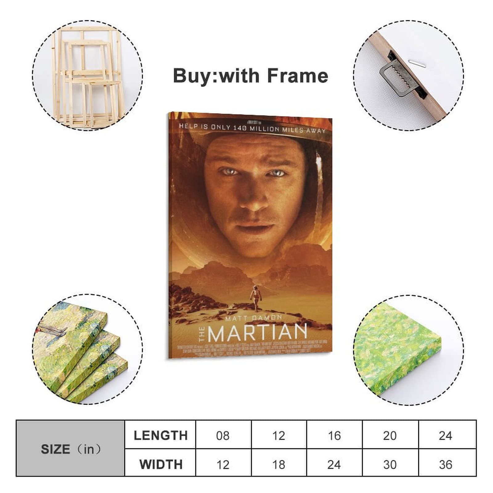 Póster de película de ciencia ficción de The Martian y arte de pared, póster moderno de 60 x 90 cm