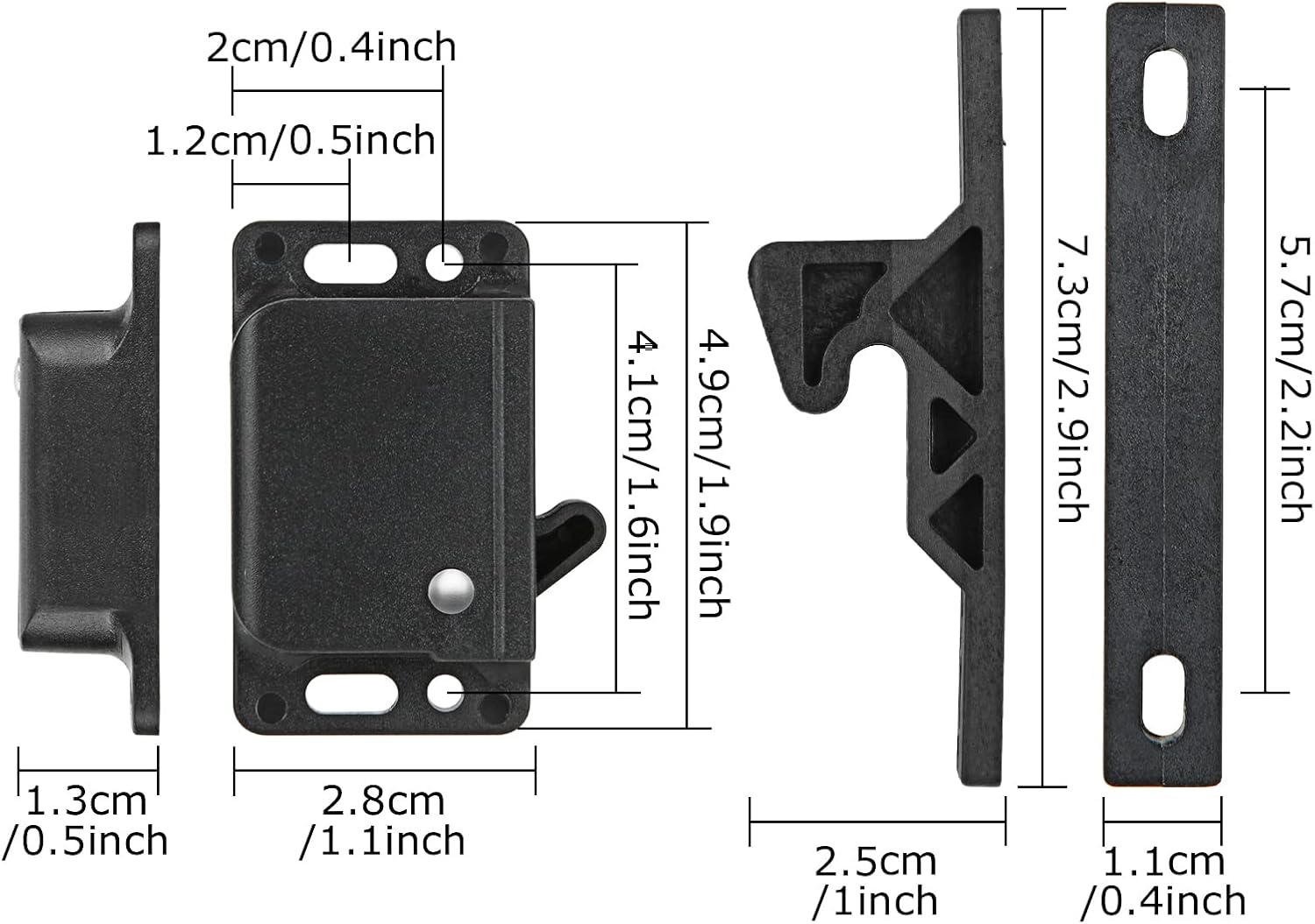 20 Pack Cabinet Door Latch RV Drawer Latch 10 LBS Pull Force RV Drawer Latches and Catches, Push to Close Grabber Catches for RV, Camper, Trailer, Motor Home, Kitchen, Motorhomes, Boats