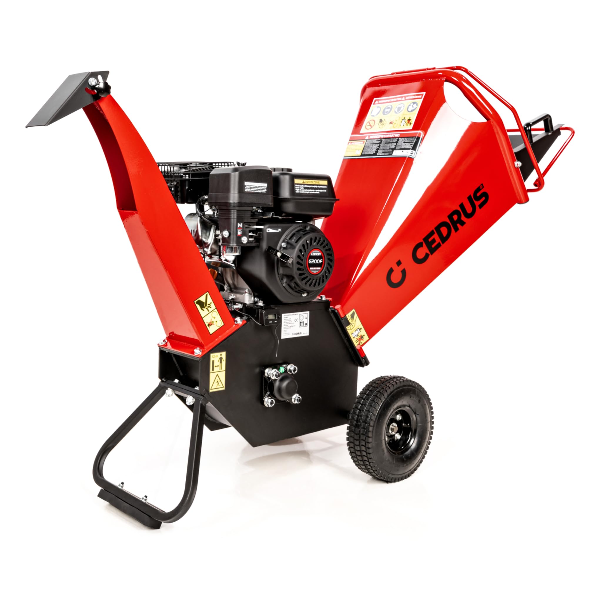 CEDRUS RB02 Broyeur de jardin à essence professionnel – Broyeur à bois et branches puissant avec moteur Loncin G200F 6,5 CV jusqu'à 100 mm de diamètre de branche mobile