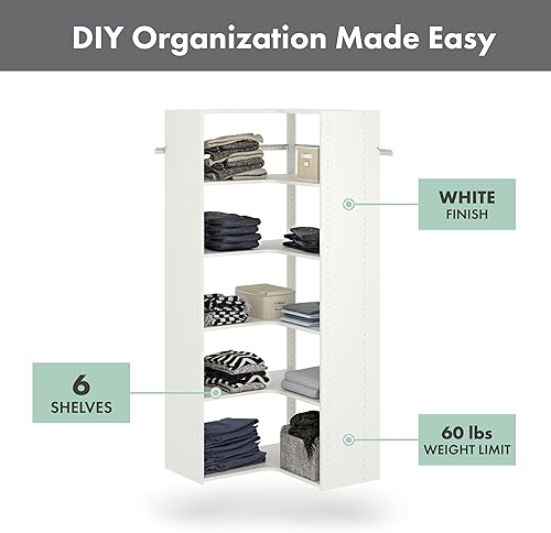 Miniatura 6 de Easy Track PH42-TR - Kit de almacenamiento de ropa con torre de esquina ajustable, organizador de armario, trufa
