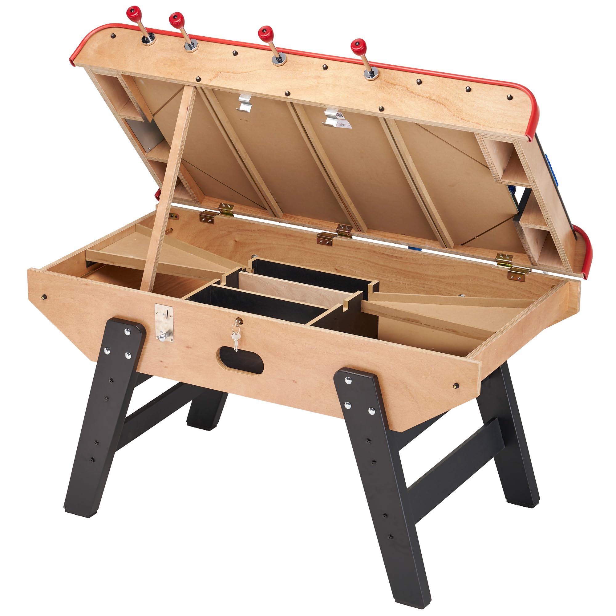 Babyfoot Adulte Luxe en Bois Style bistrot avec monnayeur jetons - 10 balles liège incluses - 30 jetons fournis