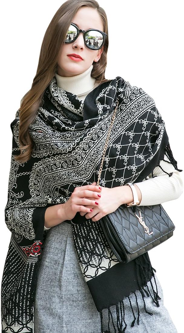 DANA XU 100% Merino Wool Extra Large Pashmina Shawl for Women