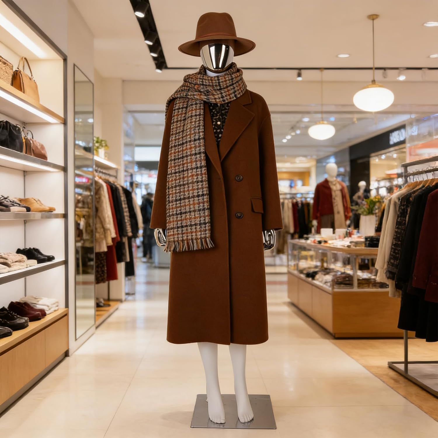 Kinfant Full Body Female Mannequin - White&Silver Elegant Tall Female Mannequin with Stable Metal Base, Manne quin Dress Form Display with Adjustable Head and Arms, Detachable Manikins