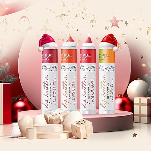 Miniatura 8 de CHAP-LIP Bálsamo labial 100% natural hidratante en masa con sabores de frutas, aceite de coco, manteca de cacao - Regalos de Navidad, rellenos para