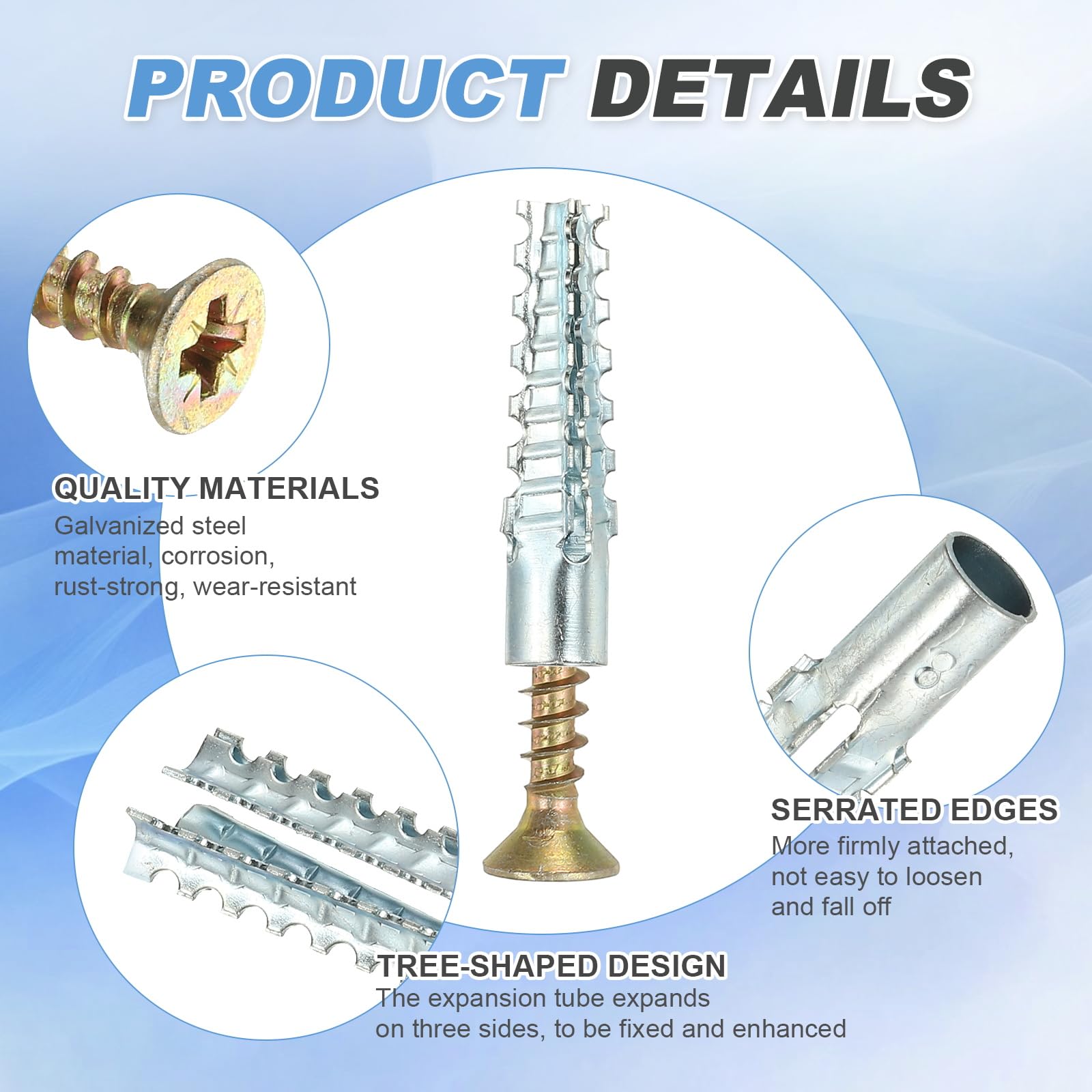 PATIKIL 20 Pcs Drywall Hollow Wall Anchors with Screws 0.2 x 1.57" - Image 3