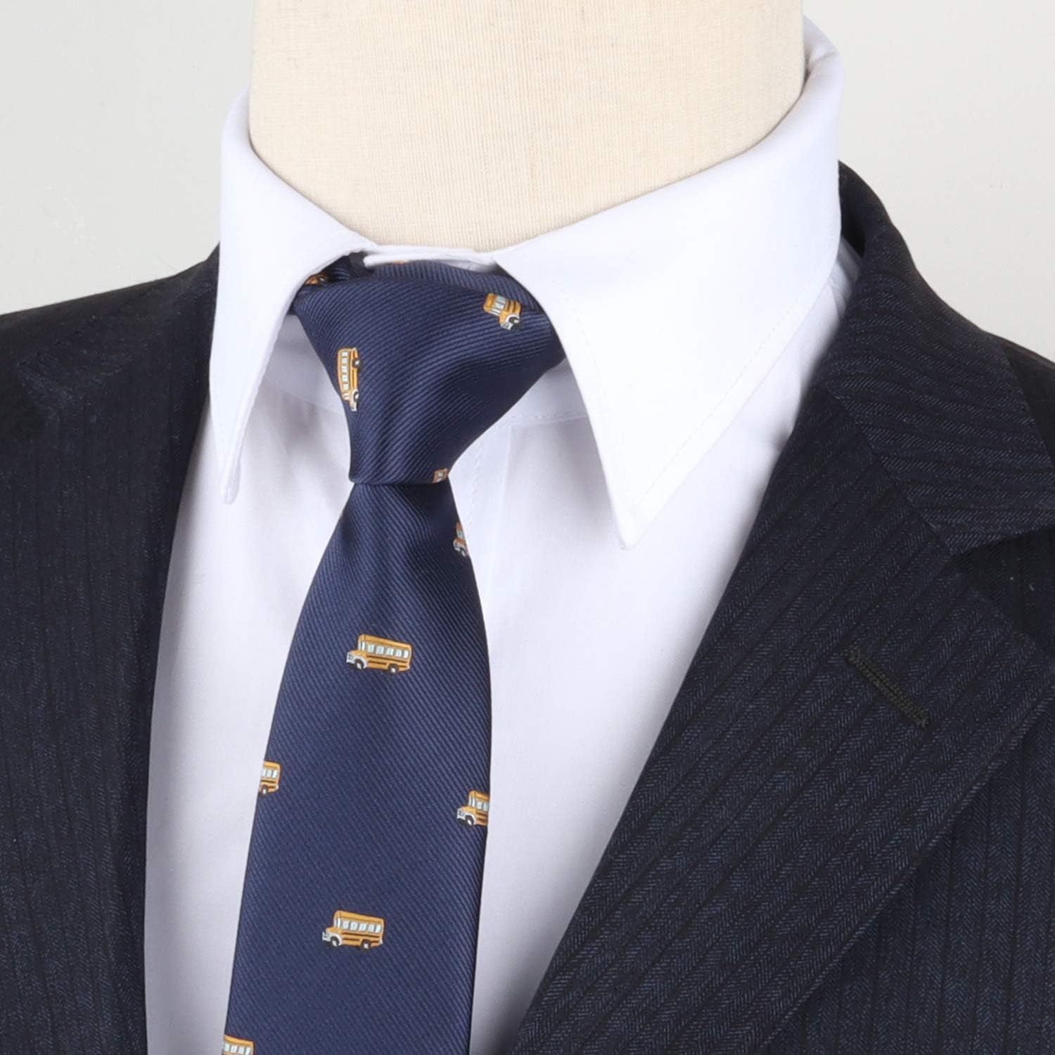 AUSCUFFLINKS School Bus Neckties for Him | Woven Skinny Neck Ties | Present for Work Colleague Men Guys Dad (SCHOOL BUS)