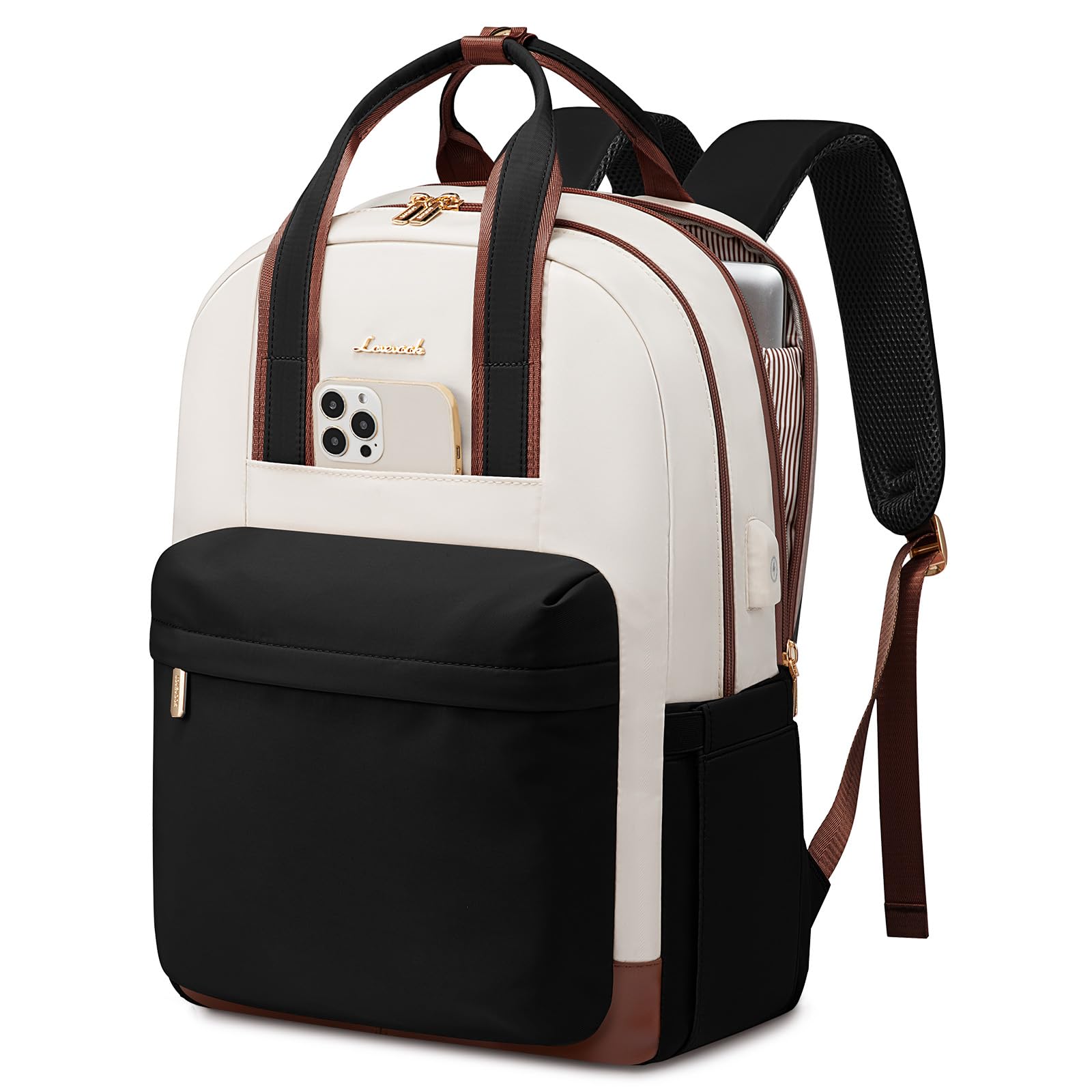 LOVEVOOK Rucksack Damen, 15,6 Zoll Laptop Schultasche Mädchen mit Laptopfach, Wasserdicht Reiserucksack Arbeitstasche Lehrertasche, Elegant Daypack Backpack Women für Schule Arbeit Büro Reise