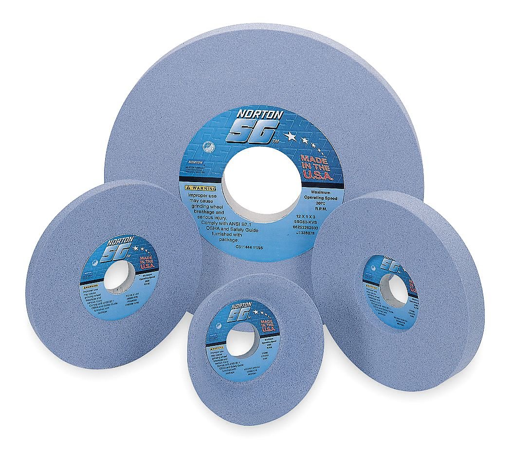 Norton 12" Dia. 1-1/2" Thick 5" Hole Size 46 Grit SG Ceramic I Hardness Type 1 Toolroom Surface Grinding Wheel