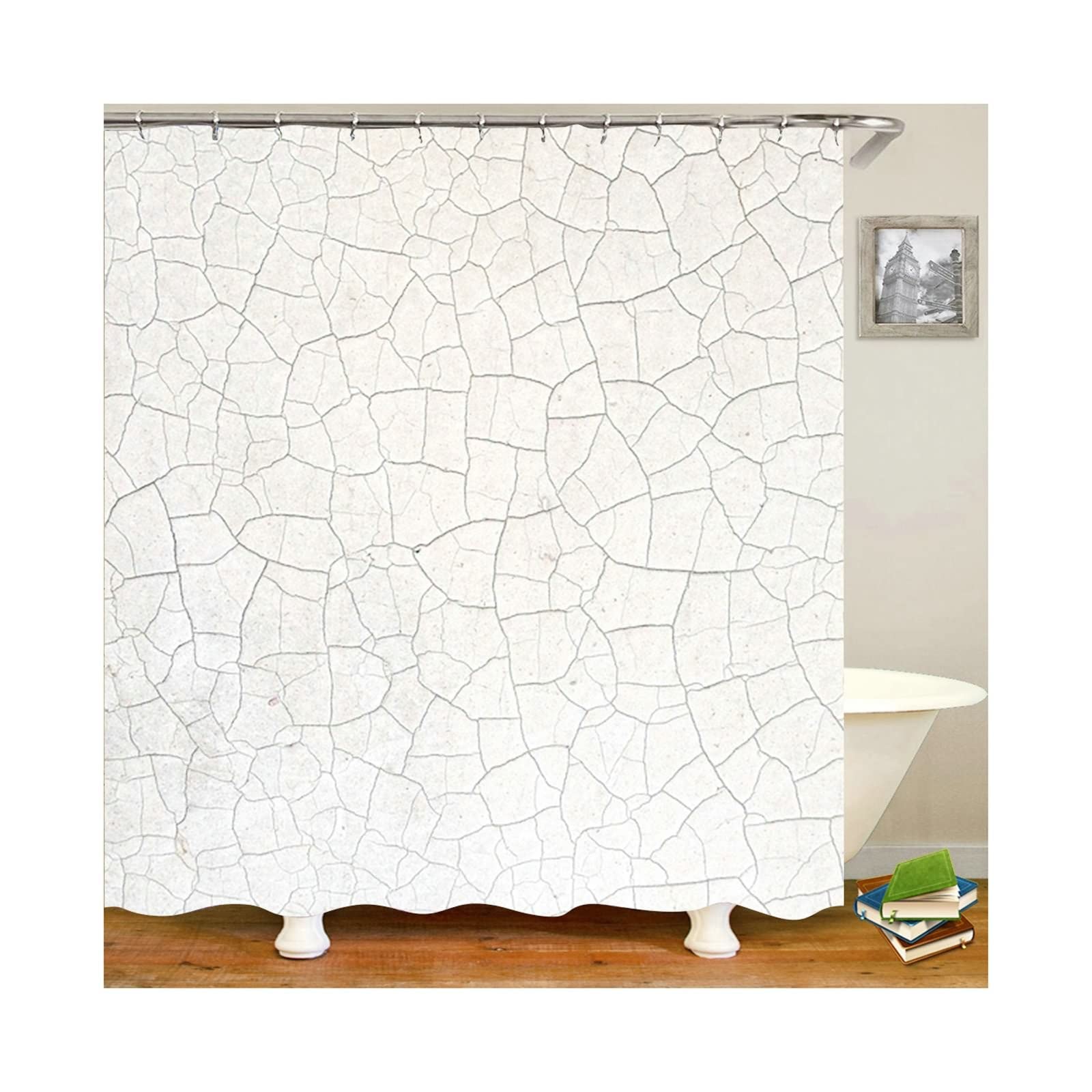 Rideau de douche motif marbre blanc 180x200 cm en polyester hydrofuge