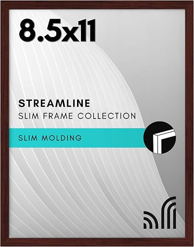 Americanflat 8.5x11 Picture Frame in Mahogany with Polished Glass - Thin Border Frame in Horizontal and Vertical Formats for Wall and Tabletop