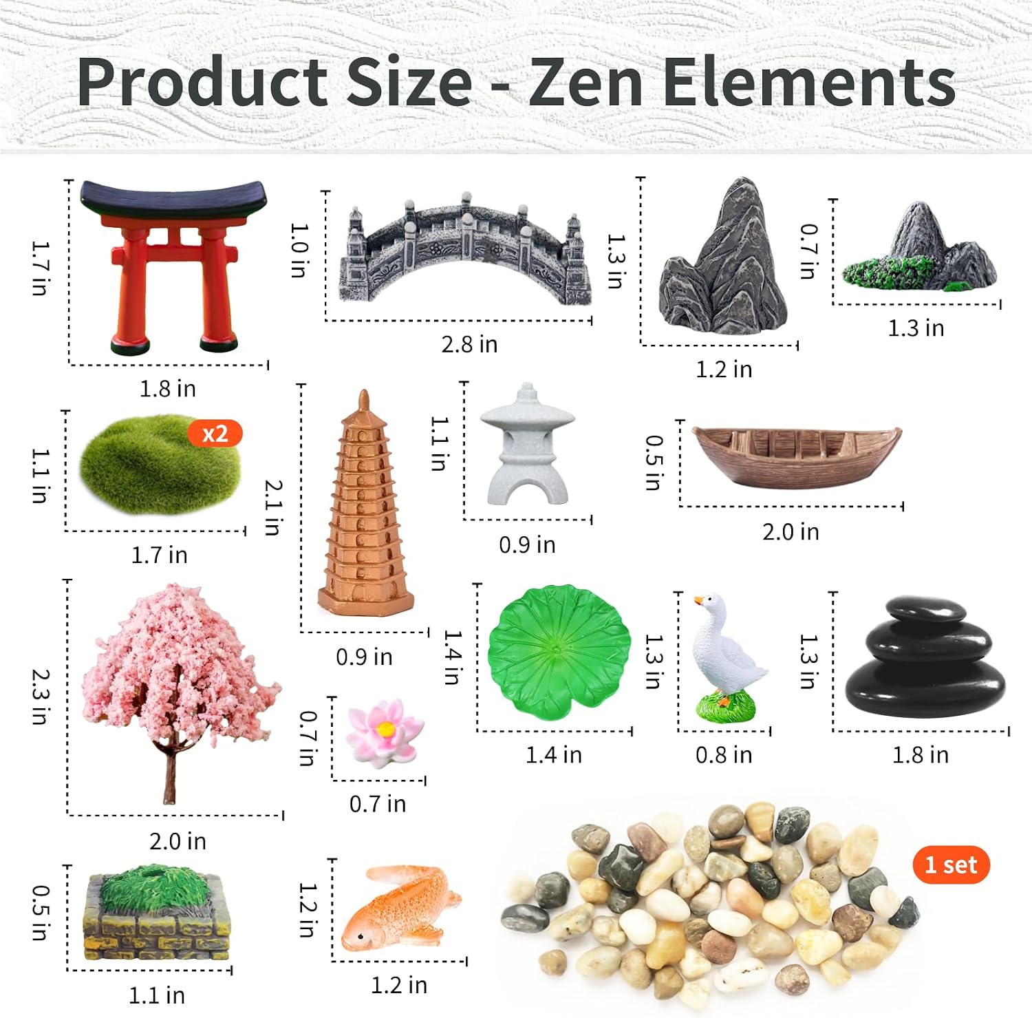 DEERSJUMP Mini Zen Garden Kit for Desk 11.8x7.8'' Japanese Sand Garden for Office and Home Decor with Sand Rock and Rake Tray Therapy Tool Gift Set for Room
