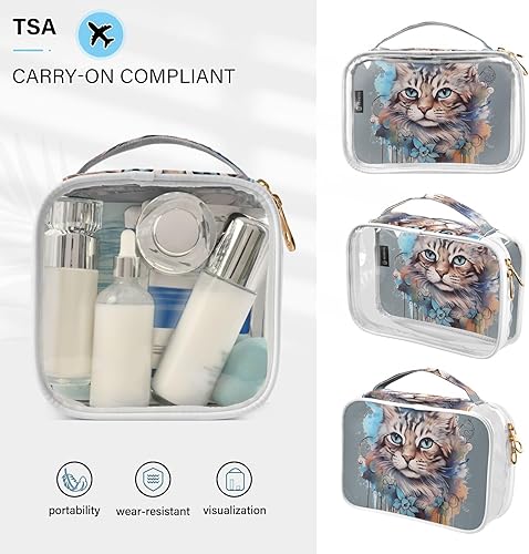 Miniatura 5 de Ink Kawaii Cat Clear Toiletry Bag for Traveling,2 Pack Makeup Cosmetic Bag with Zipper,Travel Bag for Toiletries,Travel Essentials 21214472