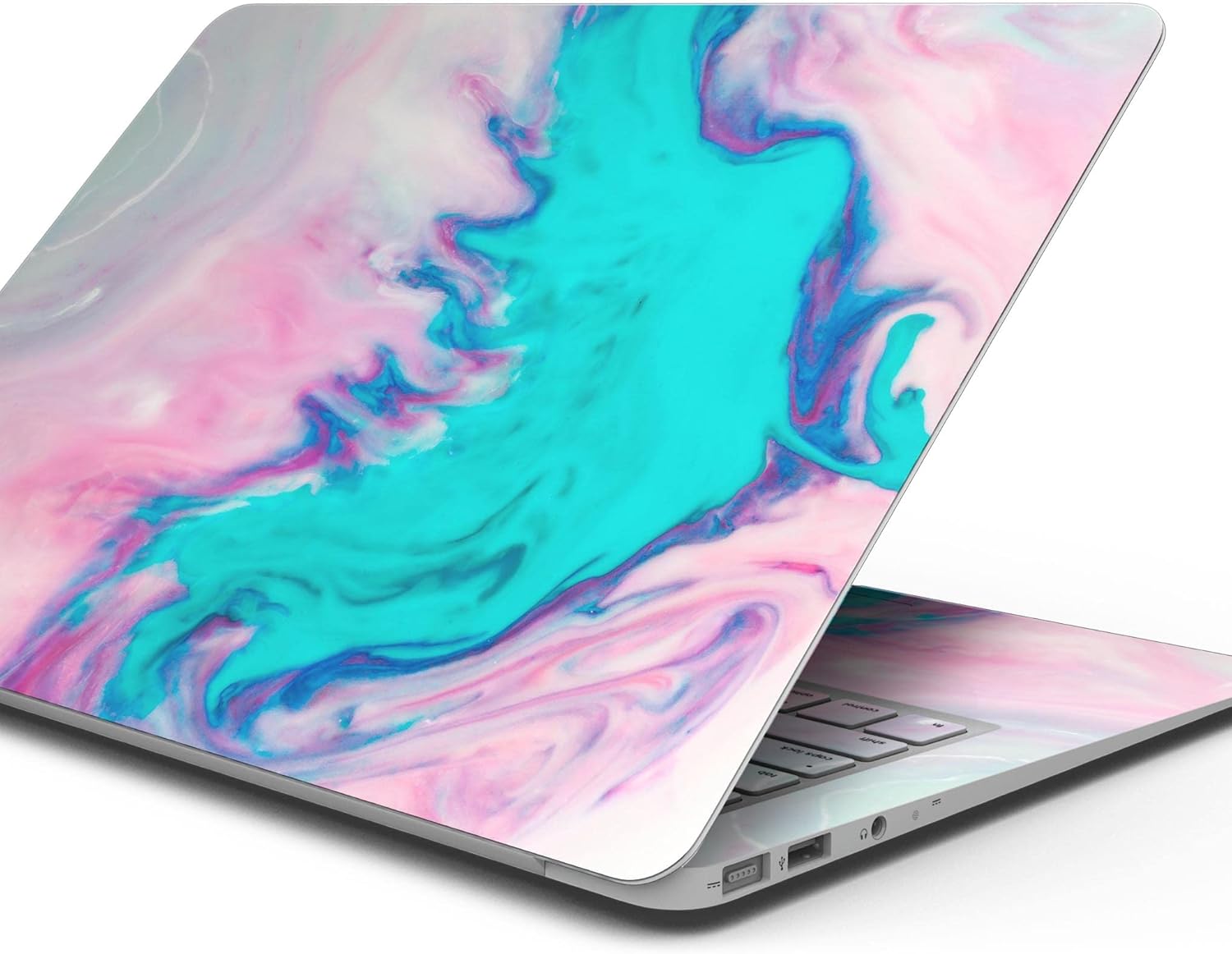Design Skinz Marbleized Pink and Blue Paradise V432 Full-Body Wrap Scratch Resistant Decal Skin-Kit Compatible with MacBook 13" Pro M1 (A2338)