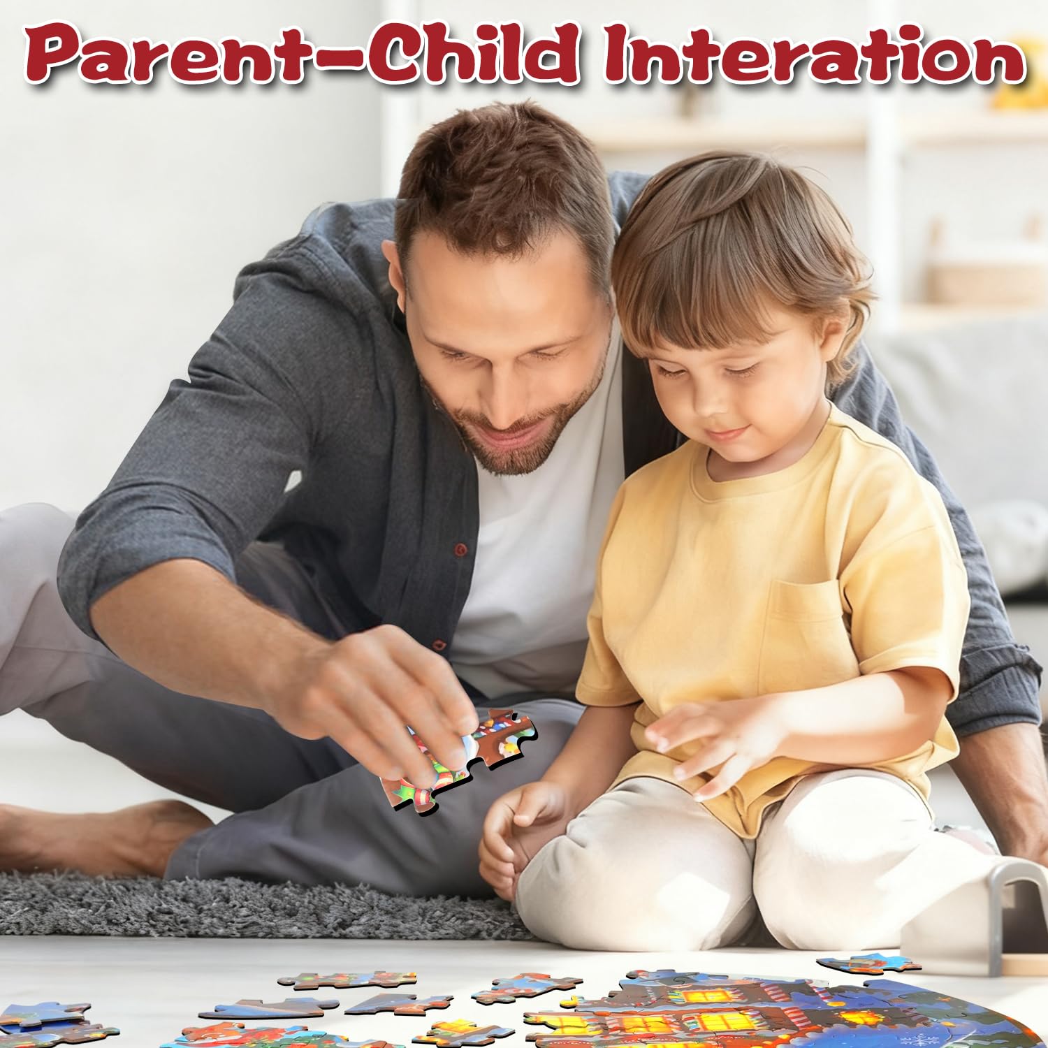 Puzzle di Natale per Bambini, 71 Pezzi di Carta, Educativo Infantile per 3-8 Anni, Regalo di Compleanno e Natale Adatto per Ragazze e Ragazzi