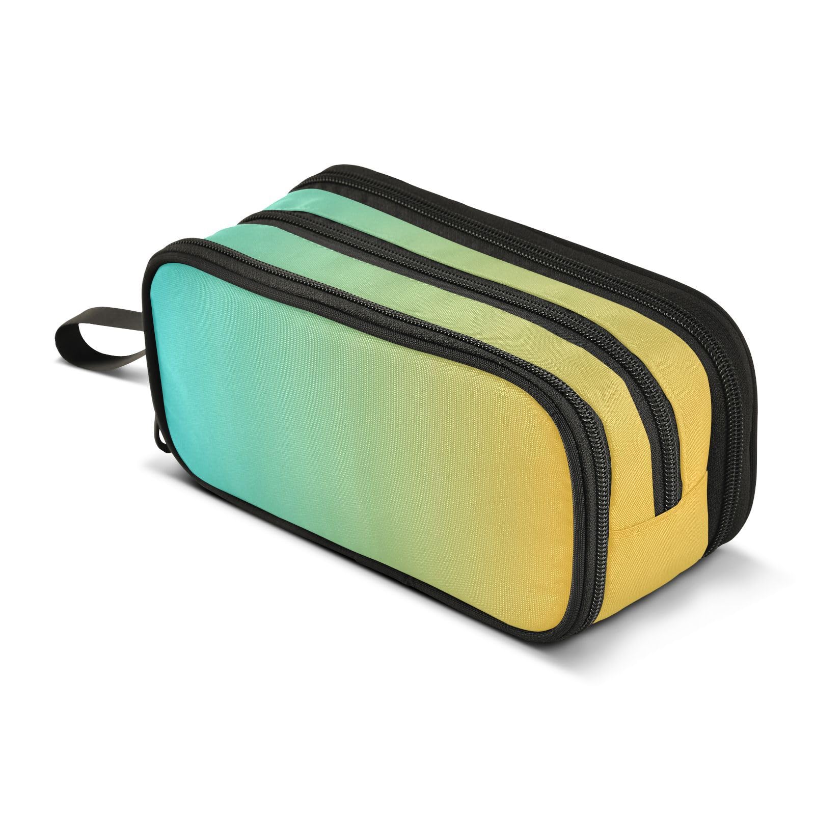 RunningBear Turquoise Yellow Gradient Pencil Case Aesthetic Pencil Box Large Pencil Pouch for Business Office Supplies