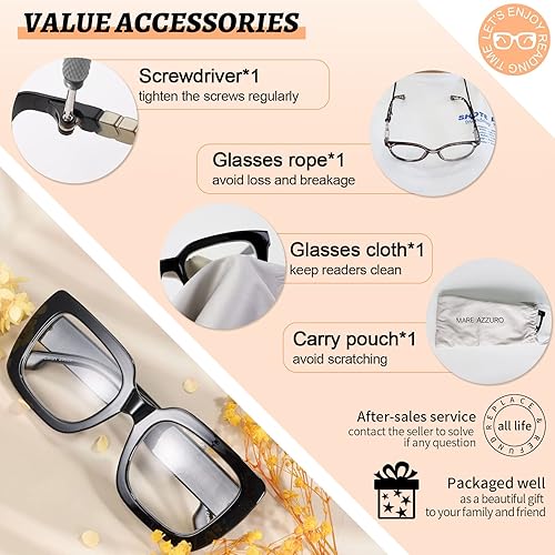 Miniatura 6 de MARE AZZURO Gafas de lectura de moda para mujeres y hombres, lectores de diseñador 1.0 1.25 1.5 1.75 2.0 2.25 2.5 2.75 3.0 3.5 4.0 5.0 6.0