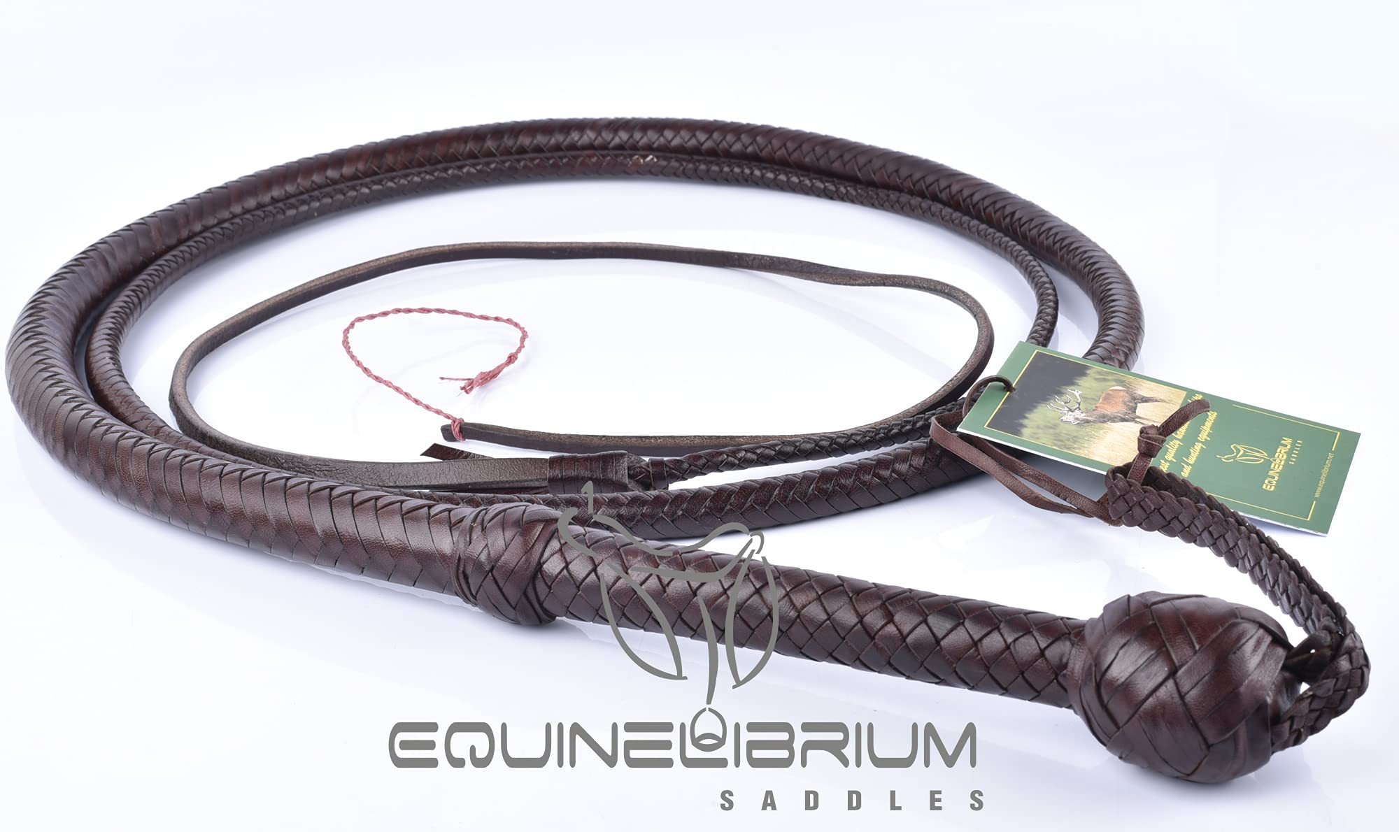 Genuine Kangaroo Hide Leather Bullwhip in Brandy Color, 4ft, 6ft 