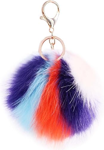 Faux Fox Fur Pom Poms Keychain Purse Fluffy Fur Ball for Womens Bag Pendant