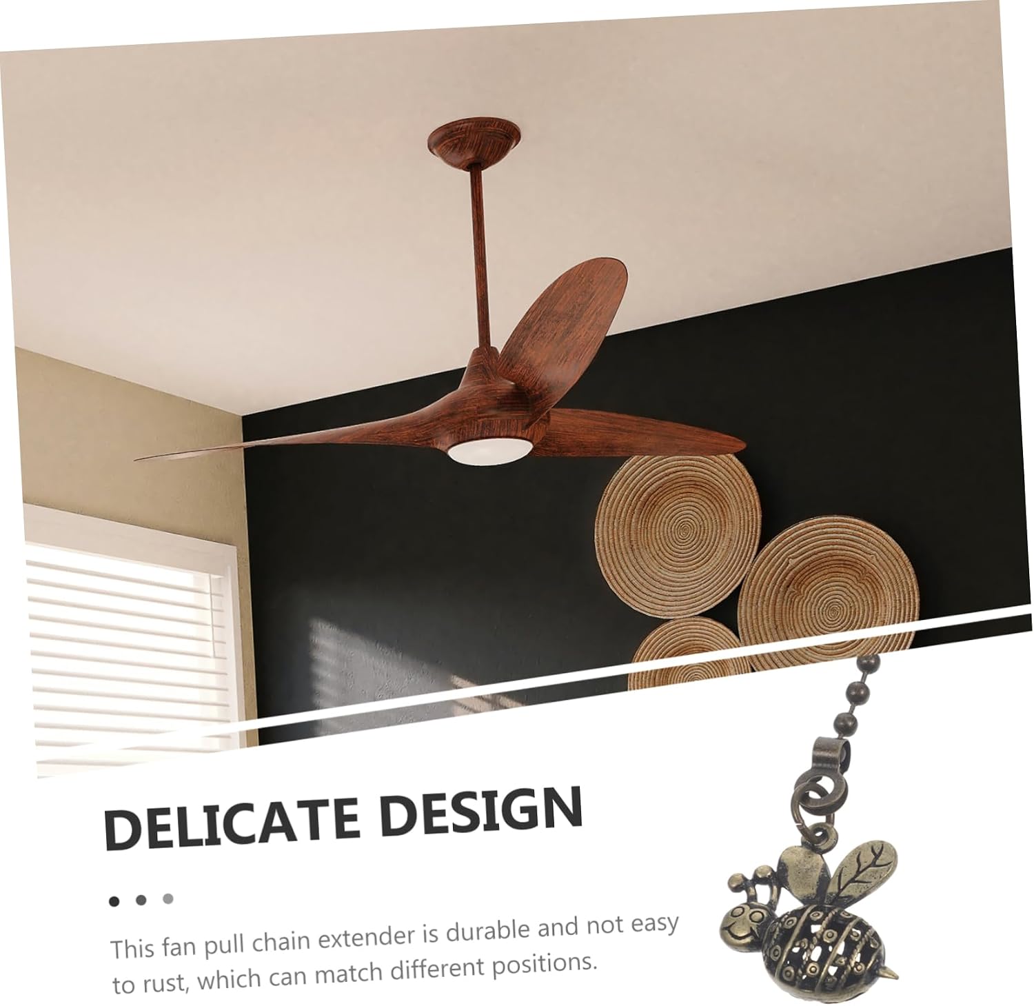 TEHAUX 5Pcs Vintage Ceiling Fan Pull Chain Extenders Metal Decorative Pulls for Fan and Light Switches Rust-resistant Ceiling Fan Chain Extensions for Bathroom and Home