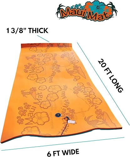 Miniatura 5 de Almohadilla de agua flotante (6 x 20 pies) patentada de 2 capas FlexCore verdenaranja de espuma, flota 1,650 libras o 11 adultos, MM20, fabricada en