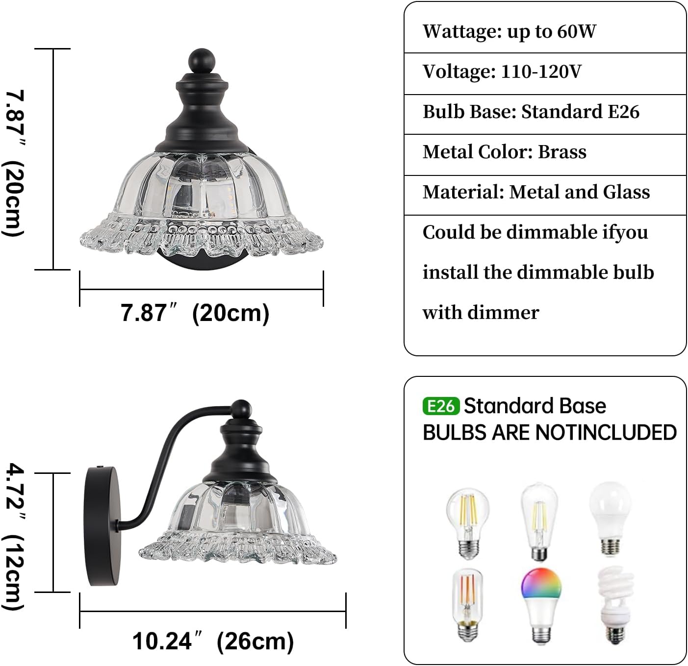 XIEDUN Vanity Light Black Wall Sconces Farmhouse Bathroom Sconces