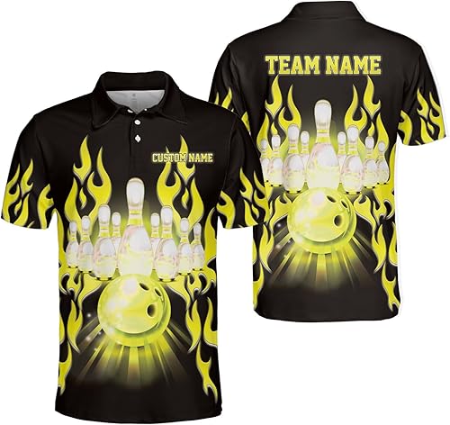 Miniatura 7 de Woseprints - Polo de boliche personalizado con nombre 3D para hombres y mujeres, camisas de bolos personalizadas para equipo, camisas de bolos unisex