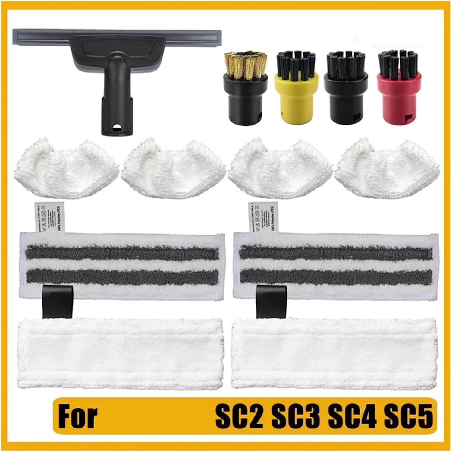 Compatible For Karcher EasyFix SC2 SC3 SC4 SC5 Handheld Vacuum Cleaner Parts Microfibre Steam Mop Rags Pads Glass Scraper Brush Head(White B)