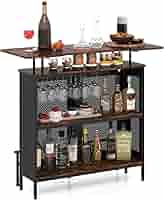 Tavolo Da Bar Industriale 4 Livelli Con Portabottiglie - 120x60x101 Cm, Stile Vintage - Foto 5