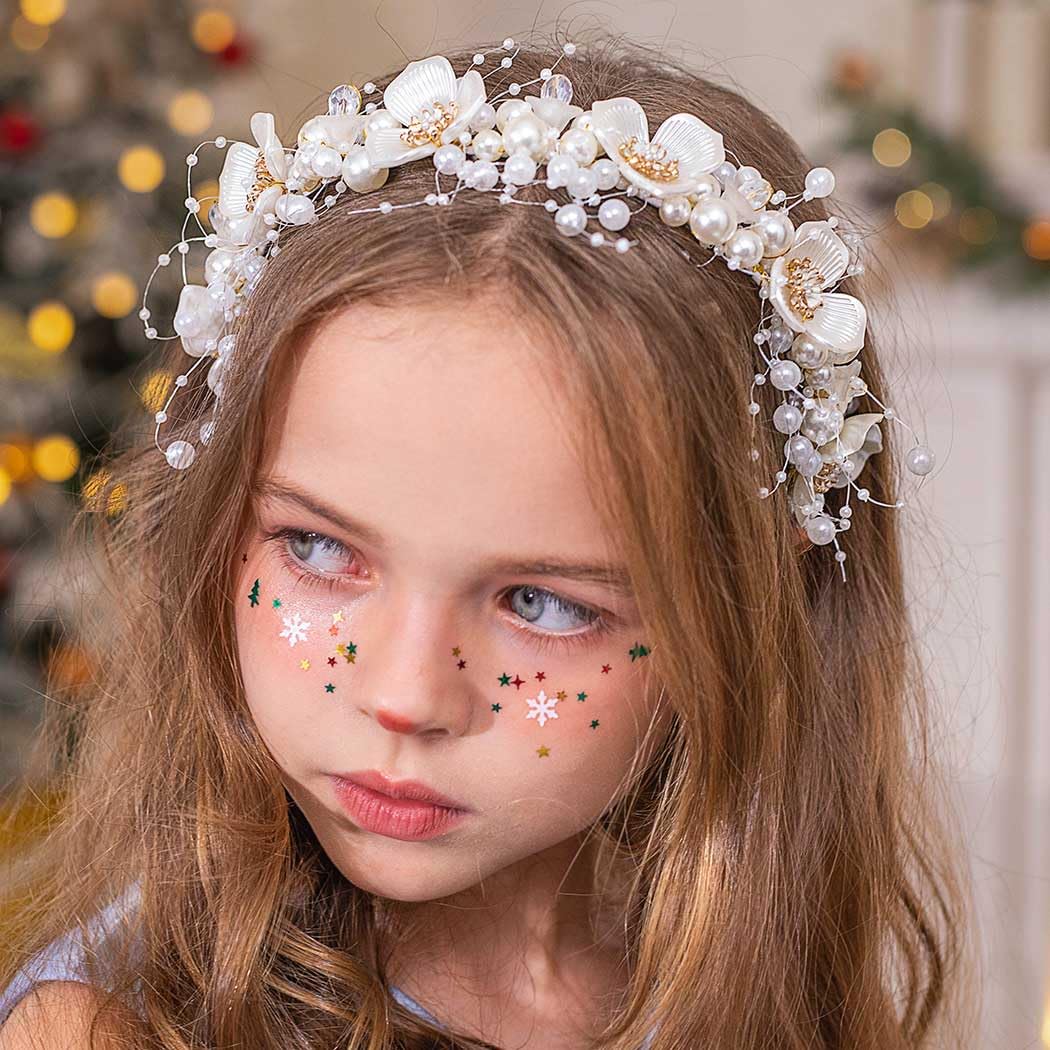 GORAIS Flower Wedding Headpiece Gold Pearl Bridal Headband