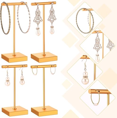 Miniatura 5 de Kigeli Paquete de 6 soportes de exhibición de aretes de barra de metal, soporte de exhibición de aretes de venta al por menor, estante de