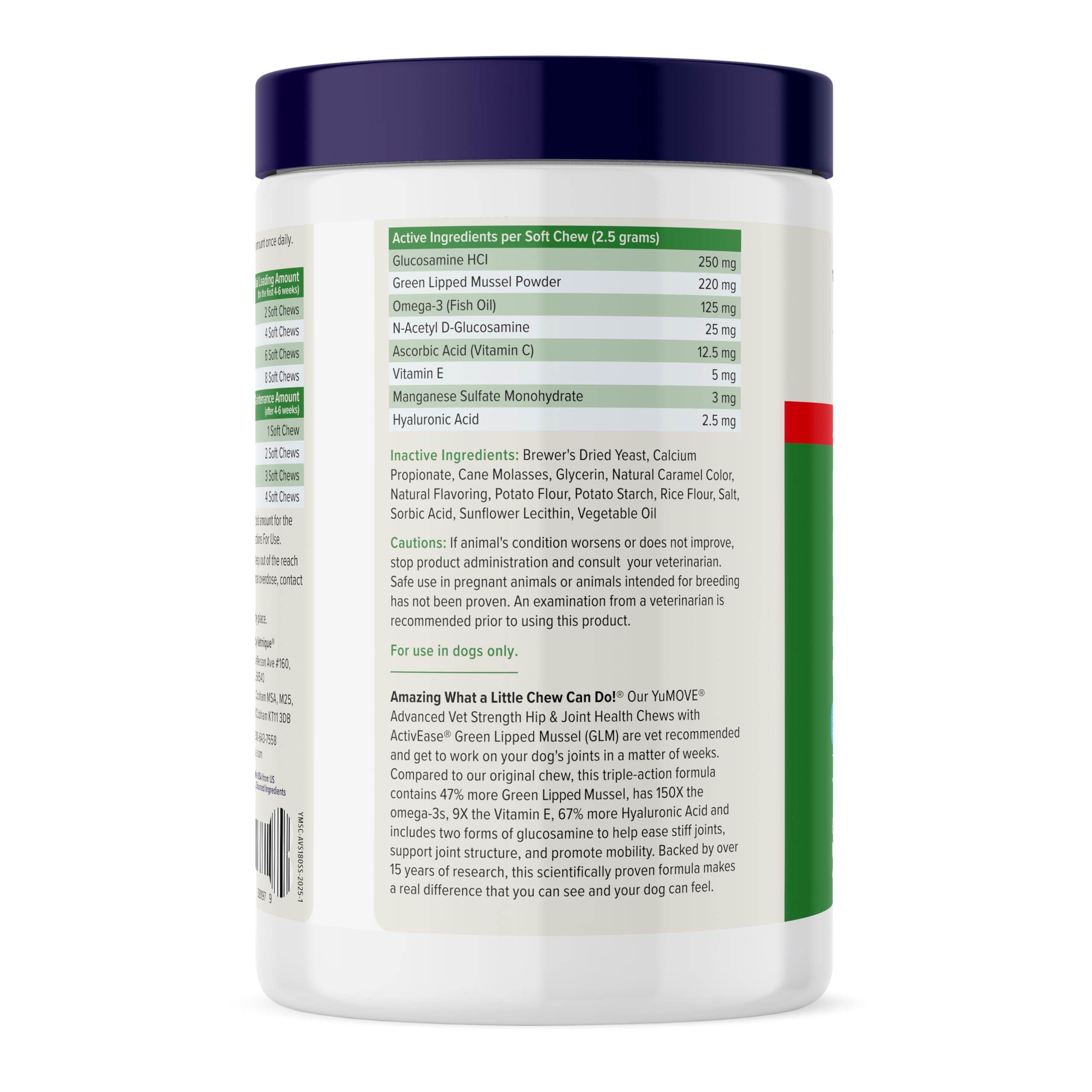 Yumove Hip & Joint Supplement for Dogs with Glucosamine, Hyaluronic Acid, Green Lipped Mussel & Omega 3 Joint Supplement - Regular or Advanced Strength (180 Count, Advanced Vet Strength Soft Chews) - image 2