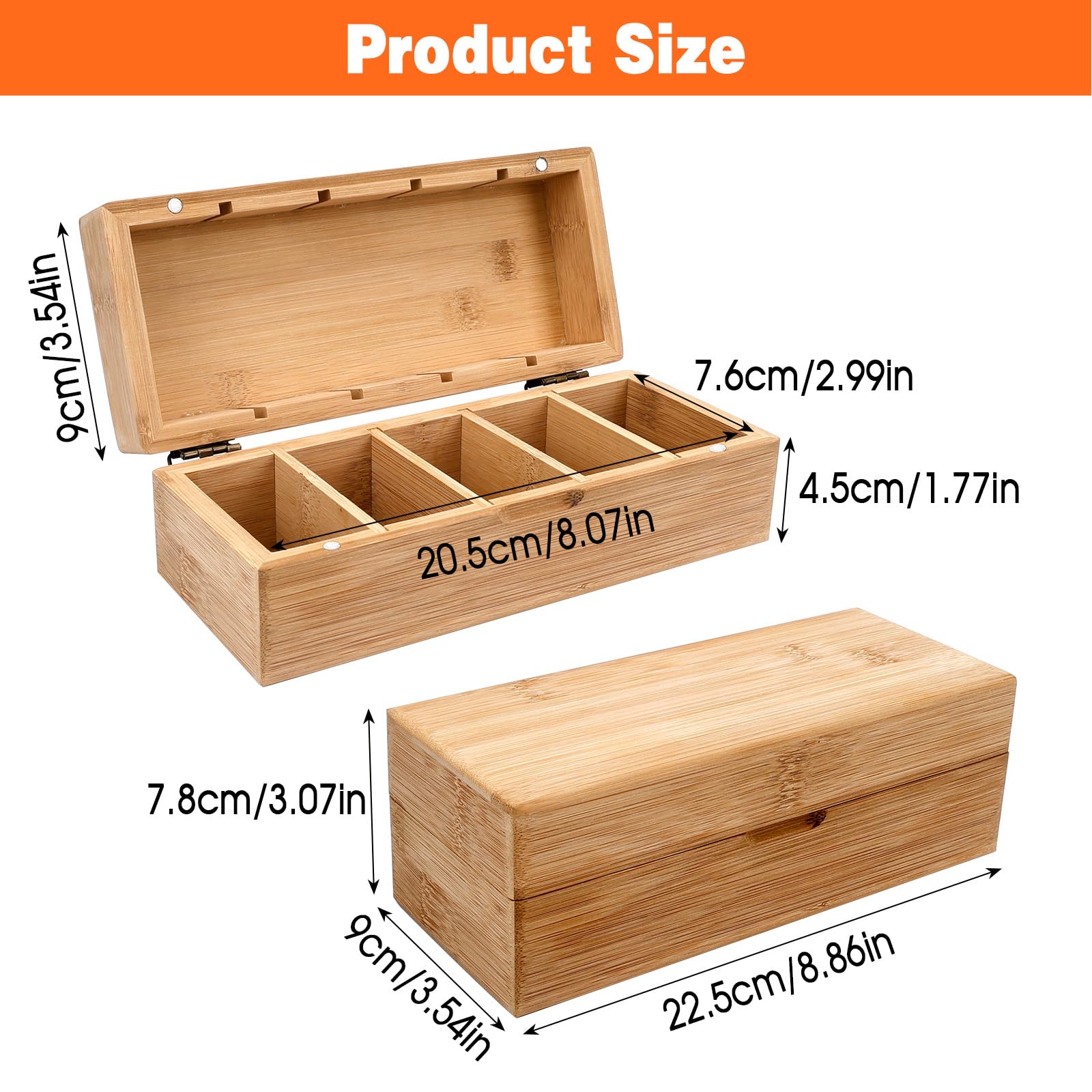 Boîte à Fiches En Bois Avec Couvercle - Dimensions 22x12.6x9 Cm - Rangement Pour Cartes, Fiches, Petits Objets - Bureau Maison École