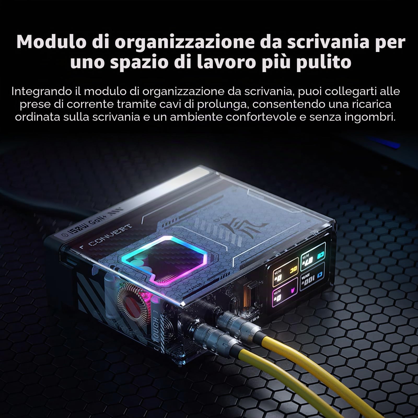 REDMAGIC 150W Caricatore USB C con 2m Cavo, Stazione di Ricarica GAN | 4 Porte (1 DC/2 USB-C/1 USB-A), 3.8cm Display LCD Intelligente per MacBook Pro/Air, iPad Pro, iPhone Serie 17-15, S25 Ultra