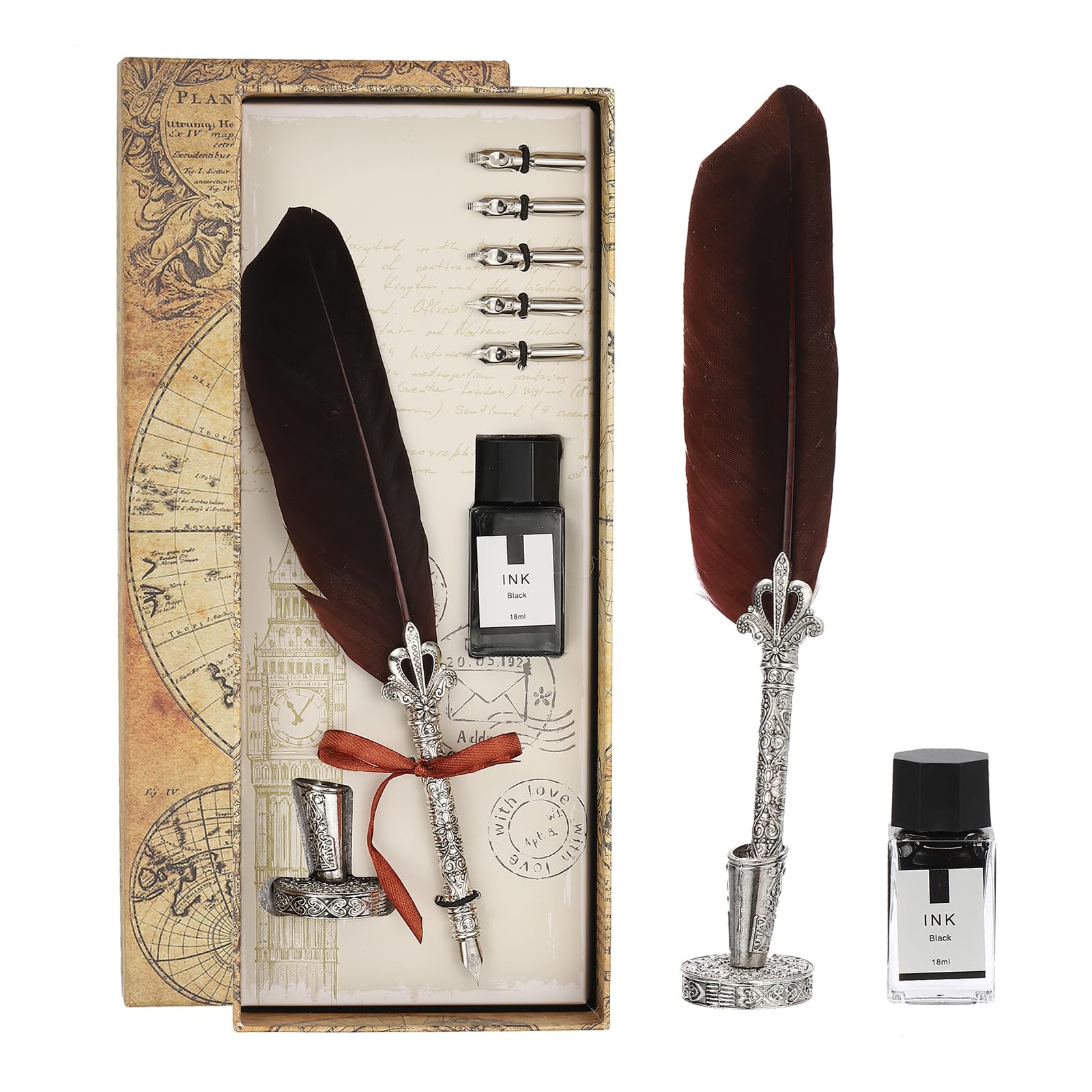 PATIKIL 26cm/11 Carved Feather Pen Set