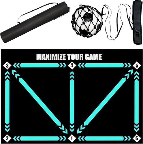 Football Footstep Training Mat, Soccer Training Mat 35 * 24IN, Soccer Skills Training Equipment with Storage Bag and Soccer Return Trainer Net