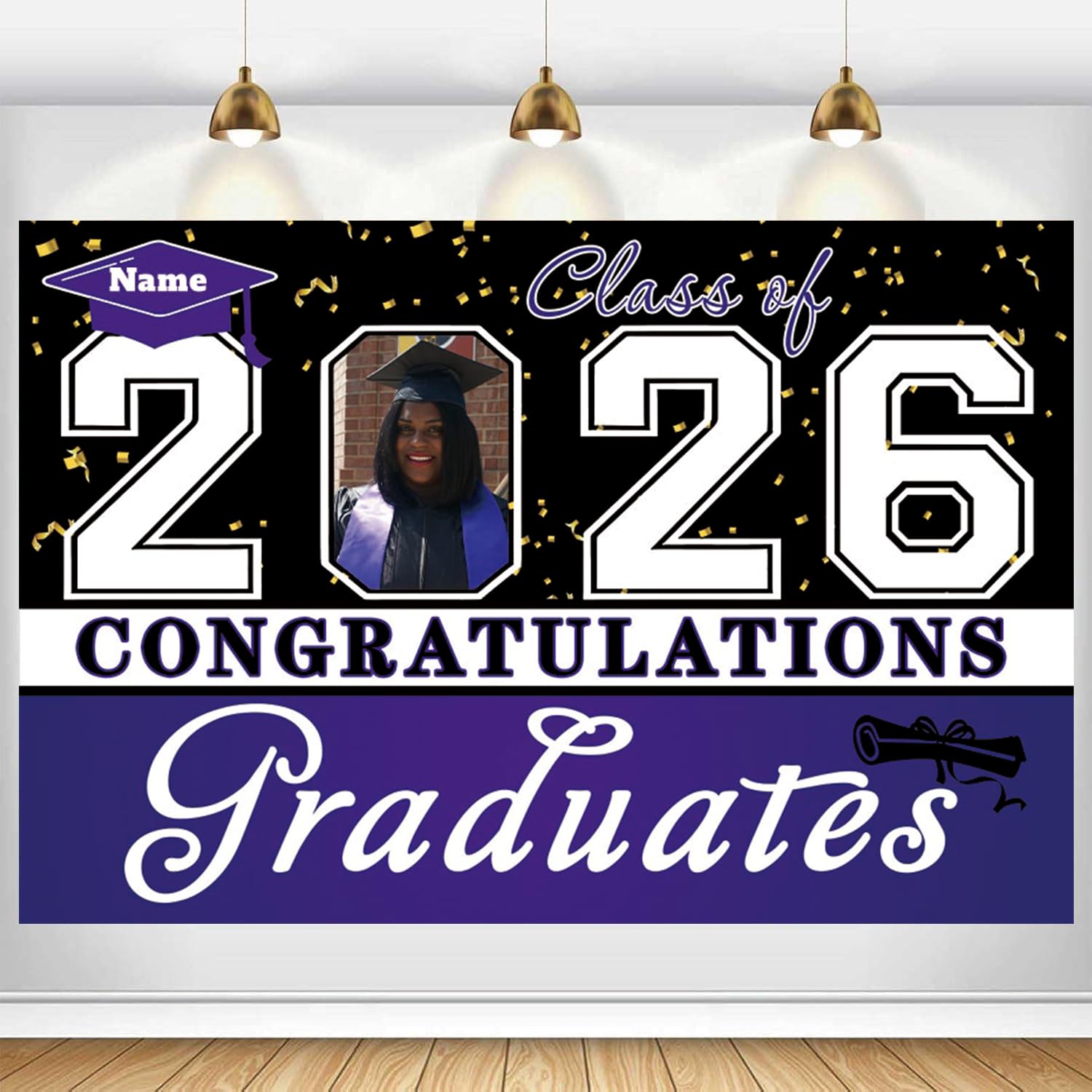 Dicodes Custom Graduation Party Decorations 2026, Graduation Backdrop Banner for College High School Middle School Graduation Decor(Purple)