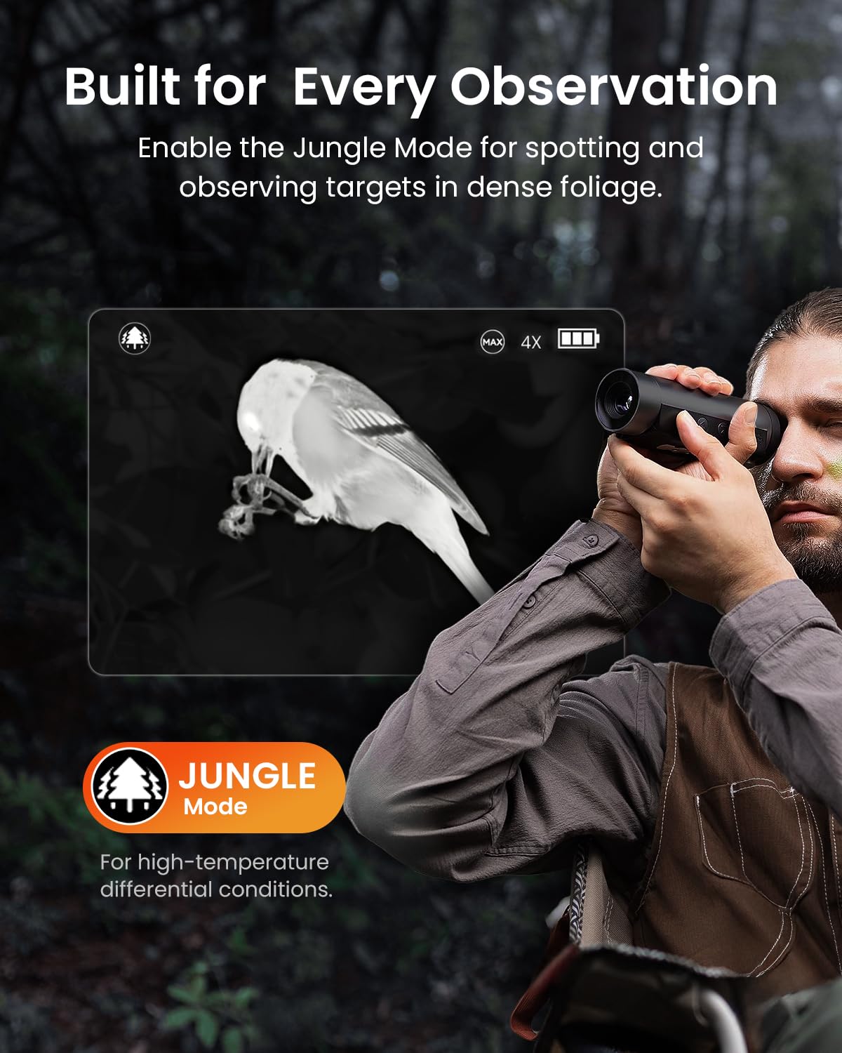 MiLESEEY TNV10 Pro Handheld wärmebildkamera Jagd mit 320 x 240 und 12μm Infrarot-Auflösung,13mm 50Hz nachtsichtgerät mit wärmebild,12 Hours Running Time,Fotos und Videos aufnehmen