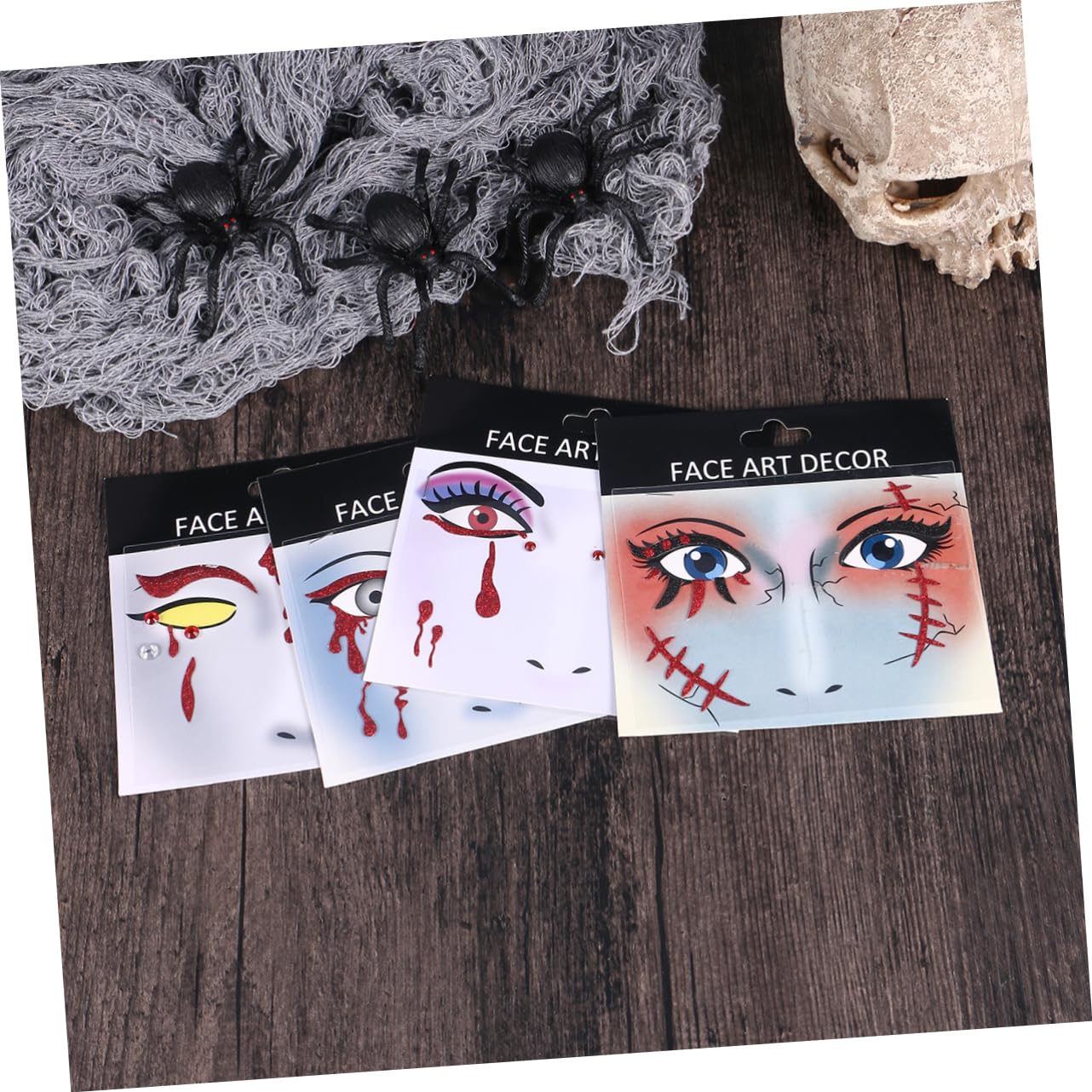 3 Juegos De Pegatinas Para Disfraces De Halloween Tatuajes Corporales Para Ojos Pegatinas Del Día De Los Muertos Tatuajes Decorativos 4 Unidades X 3