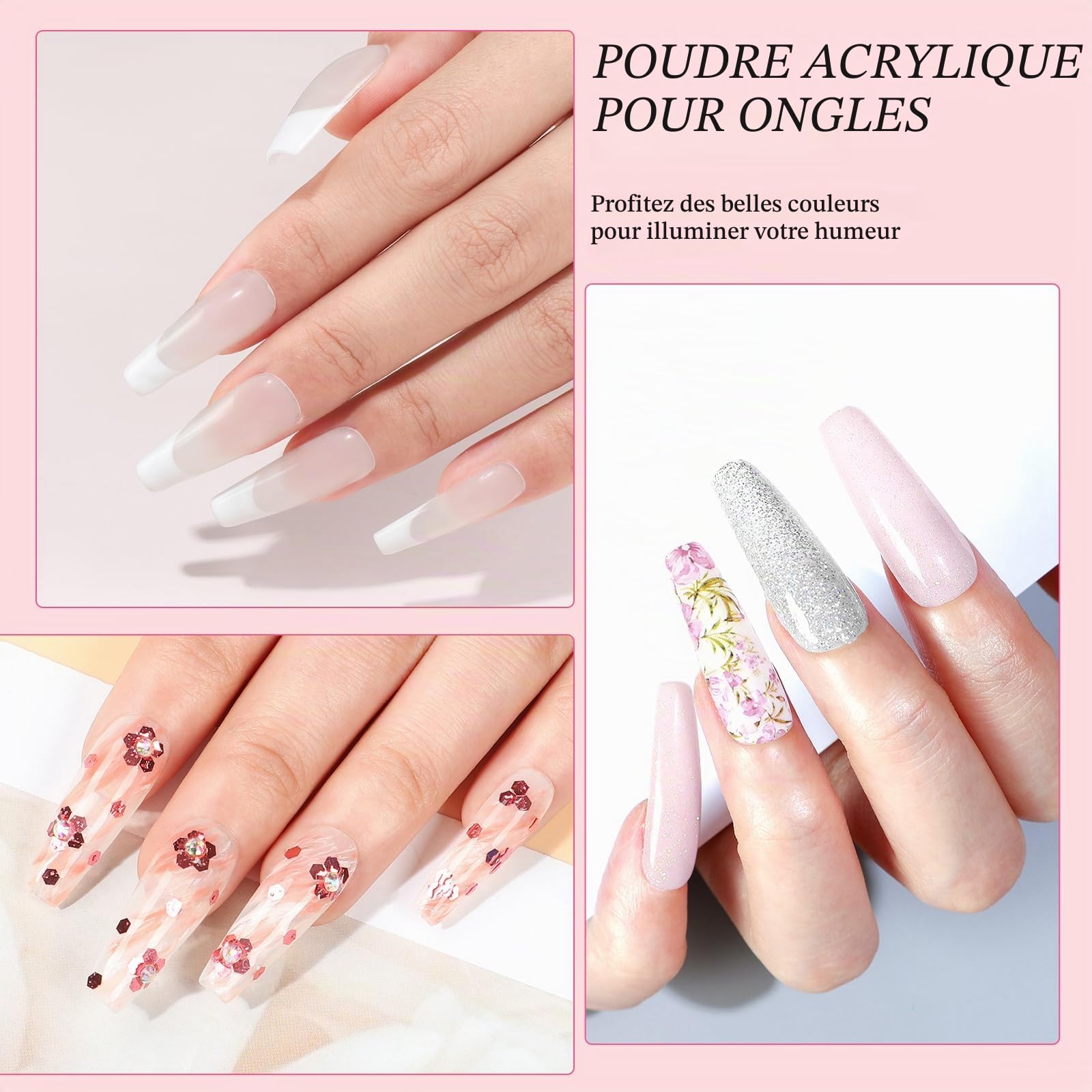 PEACECOLOR Kit de démarrage complet pour ongles en acrylique - Lampe UV/LED - 27 couleurs - Poudre acrylique pour ongles avec liquide monomère de 30 ml - Kit de démarrage à faire soi-même