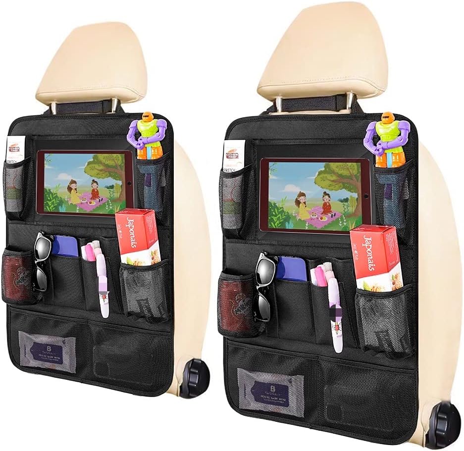 Car BackSeat Organizer,2 Pack for Kids Car Organizer Kick Mats with 10