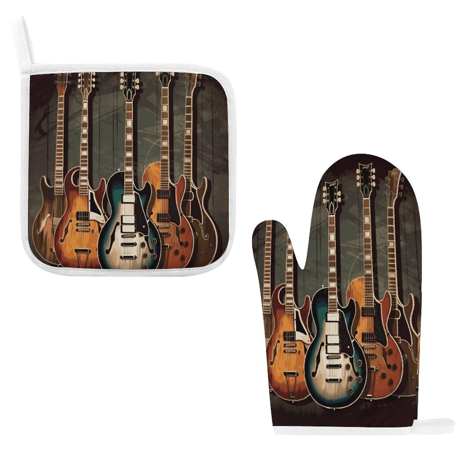 Btcowzrv Style Guitars Art Oven Mitts And Pot Holders 2Pcs Set