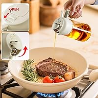 Vista 4 de Dispensador de aceite de 16 oz/470 ml y pulverizador de aceite, vertedor de aceite de oliva de vidrio para cocina, freidora de aire, cocinado, Blanco