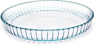 Pie Plate 10.5 Inch, Oven Glass Pie Pan for Baking Pie Crust, Pie Dish with Rippled Edge, Clear Baking Pan