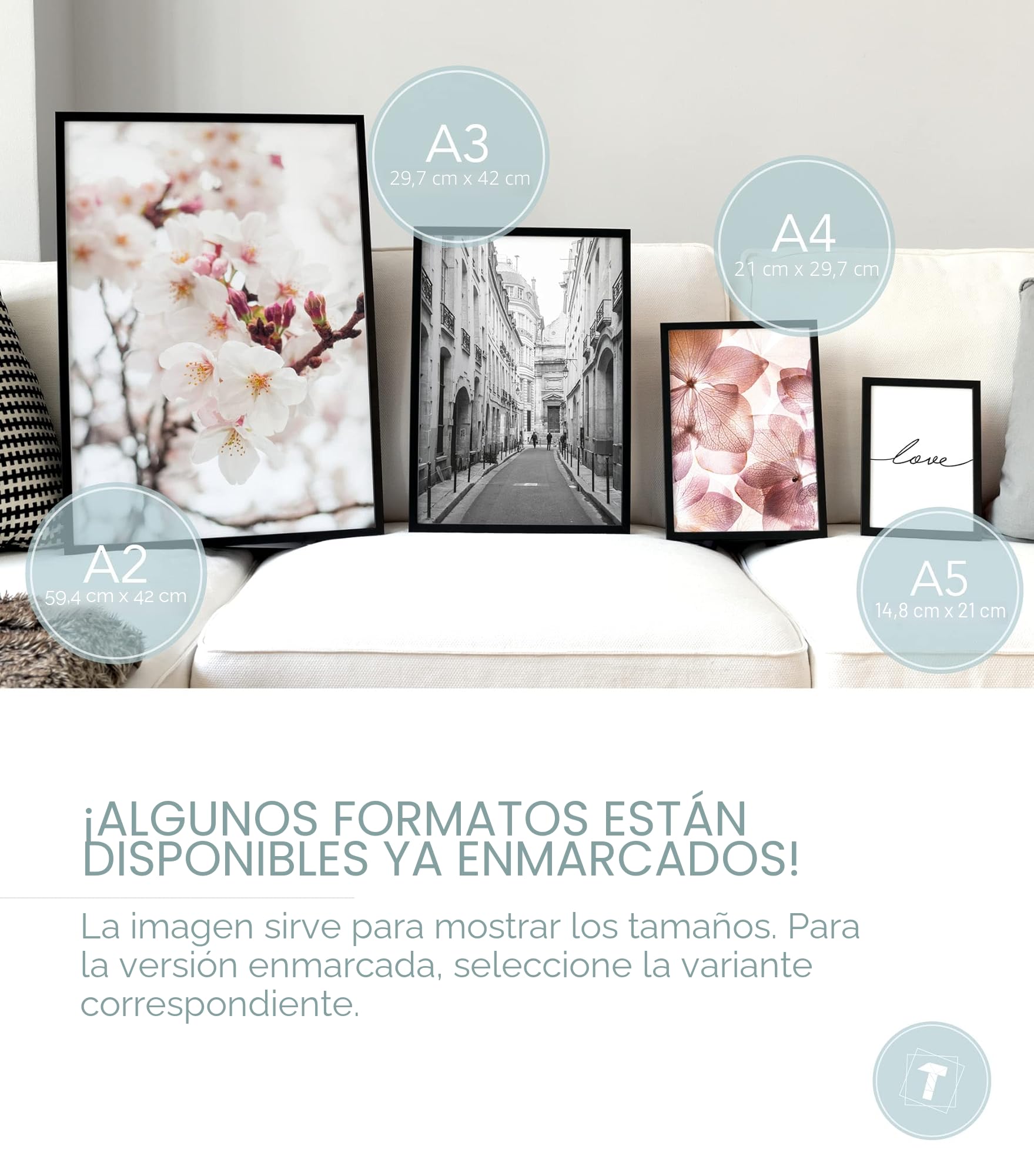 Papierschmiede® Mood Poster Set Coco blanco-negro, Cuadros enmarcados en marcos de madera negros, Living y dormitorio, 2x A3 y 4x A4, Glamour Estilo de vida Moda