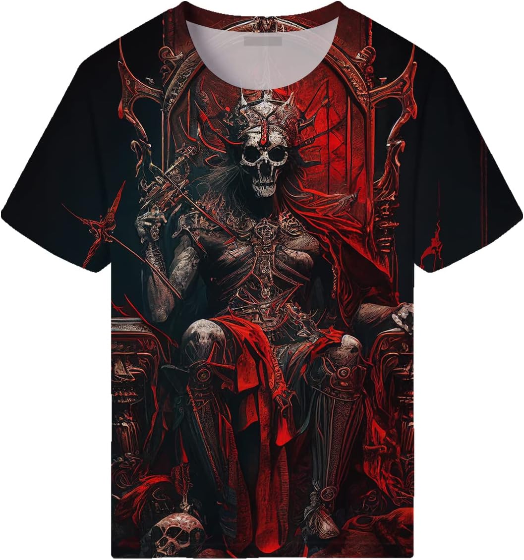 Srcnhim Novelty Skull T-Shirts for Men Graphic Shirt with Short Sleeves - Image 3