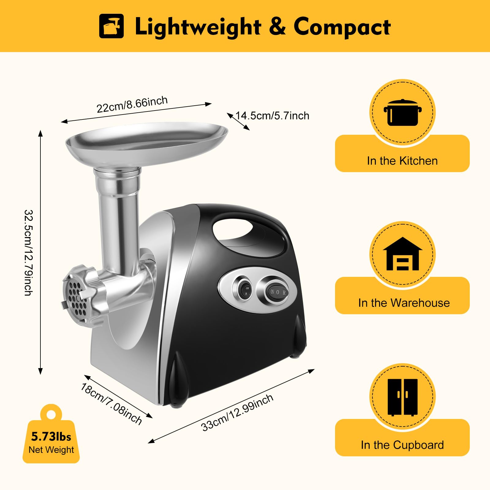 Fleischwolf Elektrisch 800W Multi Küchenfleischmaschine mit 3 Schneidplatten und Wurstfüllrohr, Hocheffizienter Edelstahl Fleischwolf Meat Grinder