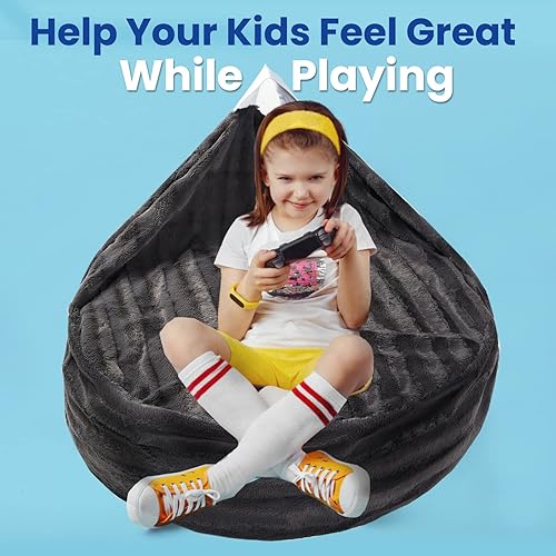 Miniatura 5 de Cheer Collection Puf de almacenamiento de animales de peluche, organizador de almacenamiento de juguetes para niños y puf con asa, bolsa de piel