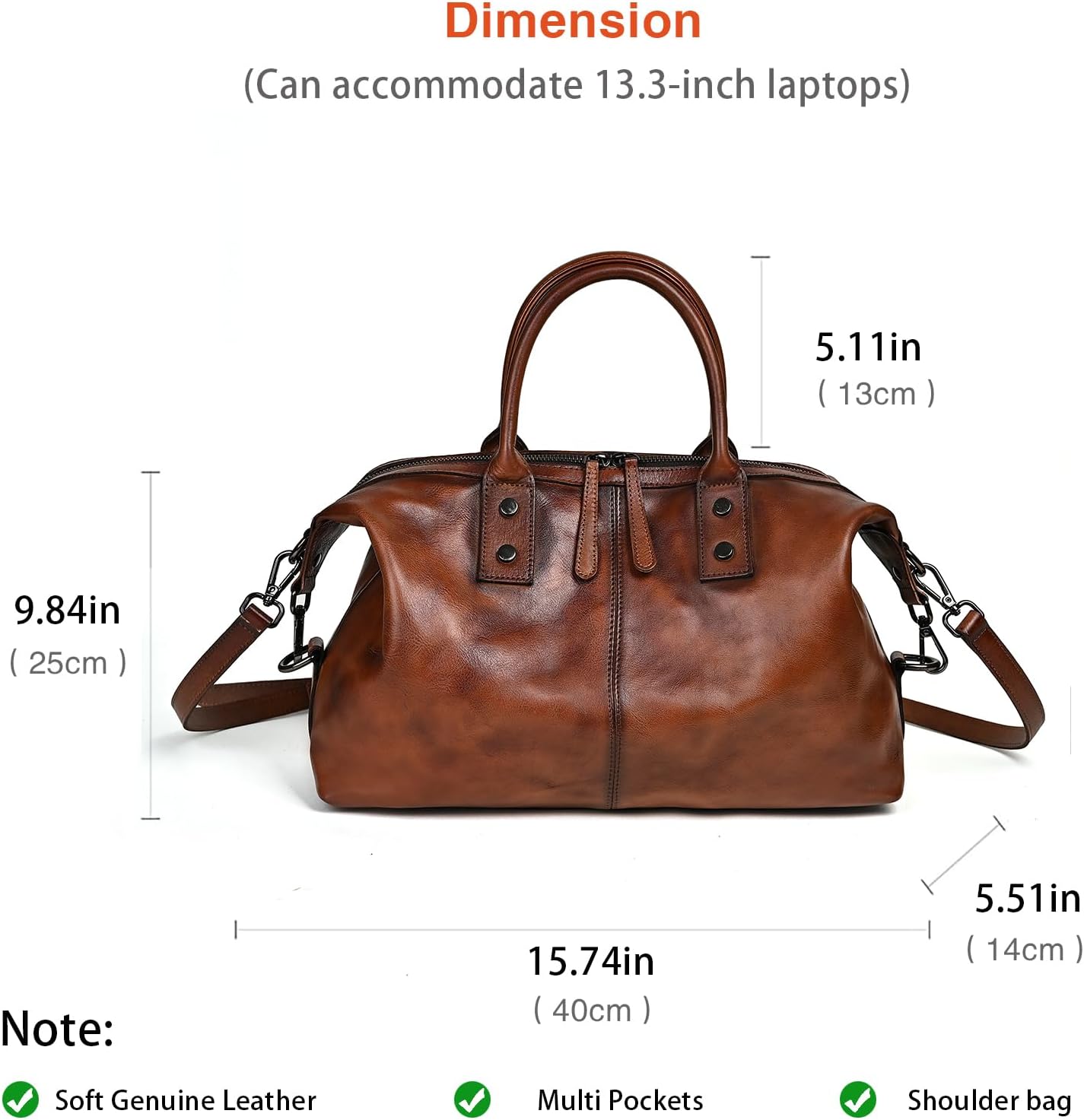 Premium Genuine Leather Crossbody Tote Designer Shoulder Bag With Large Capacity (2031-Coffee color-) - Image 5