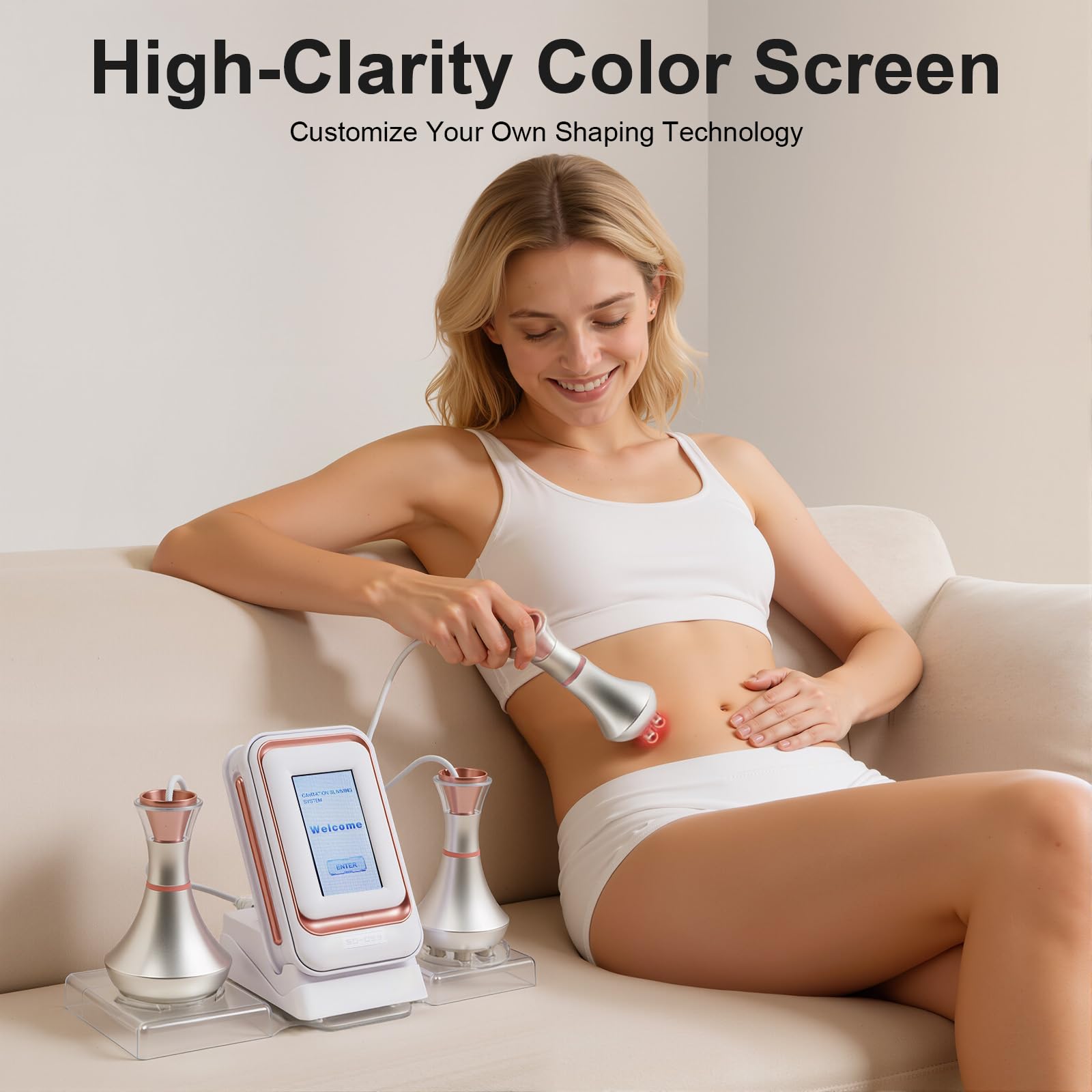 Dispositivo radiofrequenza RF 3 in 1 professionale contro cellulite e grasso, modellatura del corpo e tonificazione della pelle per viso e corpo, con 3 inserti + funzione di raffreddamento